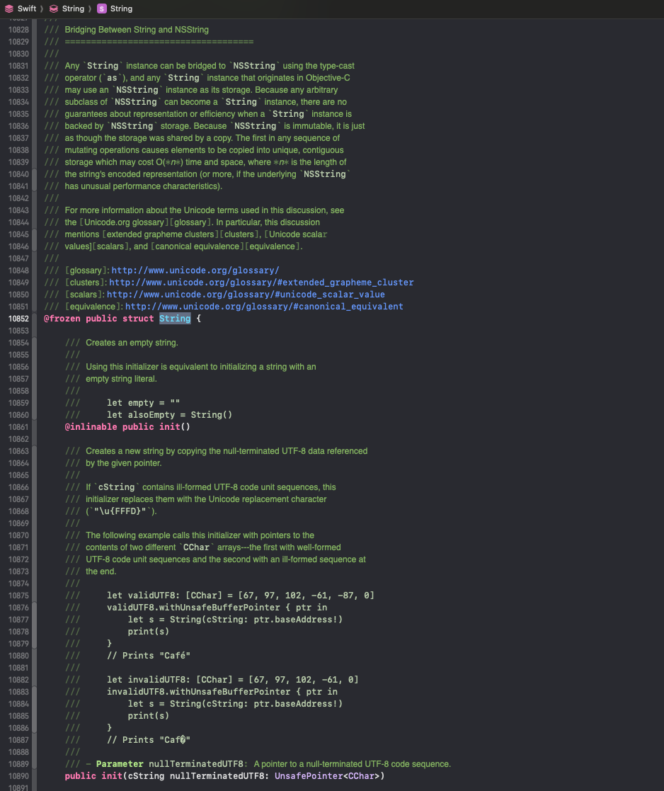 Xcode Jump to Difinition를 통해 확인할 수 있는 인터페이스 사항