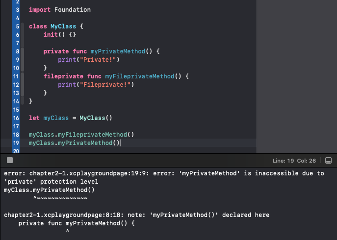 fileprivate과 private 접근 단계 비교